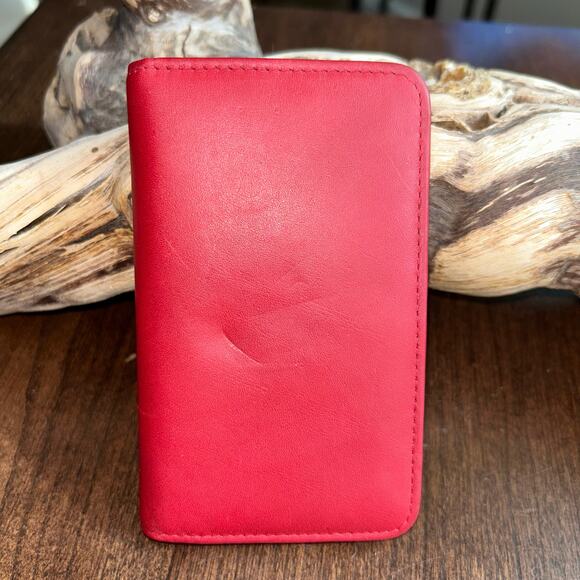 Buxton Card Wallet Womens Genuine Leather Velvet Touch Bifold Lipstick Red 3 X 5 - Picture 2 of 8